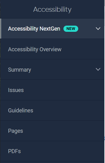 Navigation menu screenshot