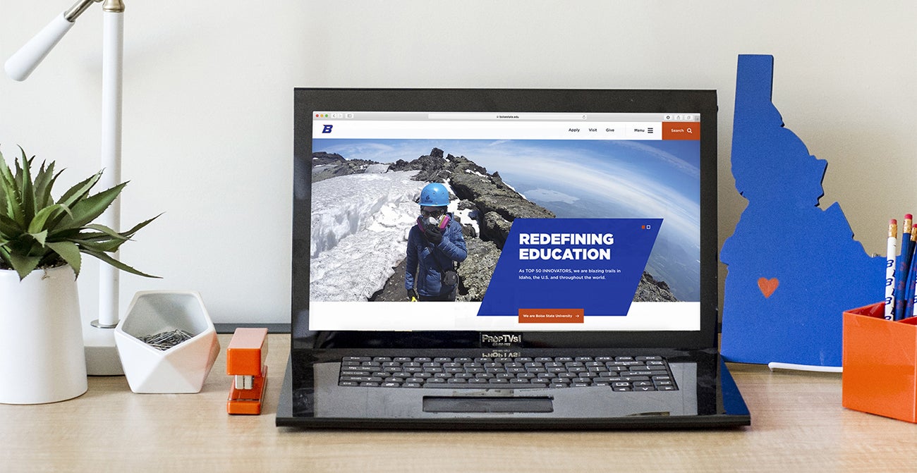 Laptop with Boise State homepage