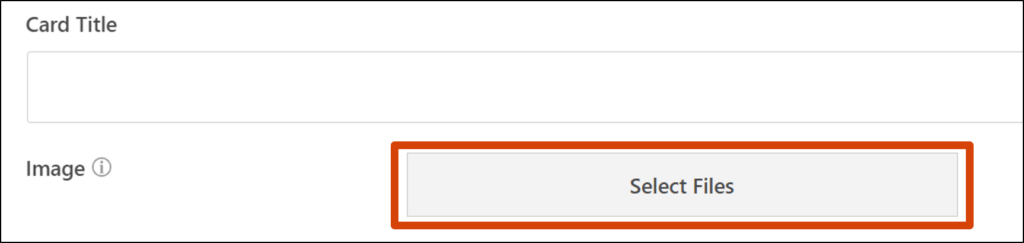 Screenshot of card panel with Select Files button highlighted