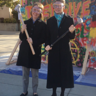 Dean Durham and Pres Tromp at Berlin Wall on Quad. 2019-11-08