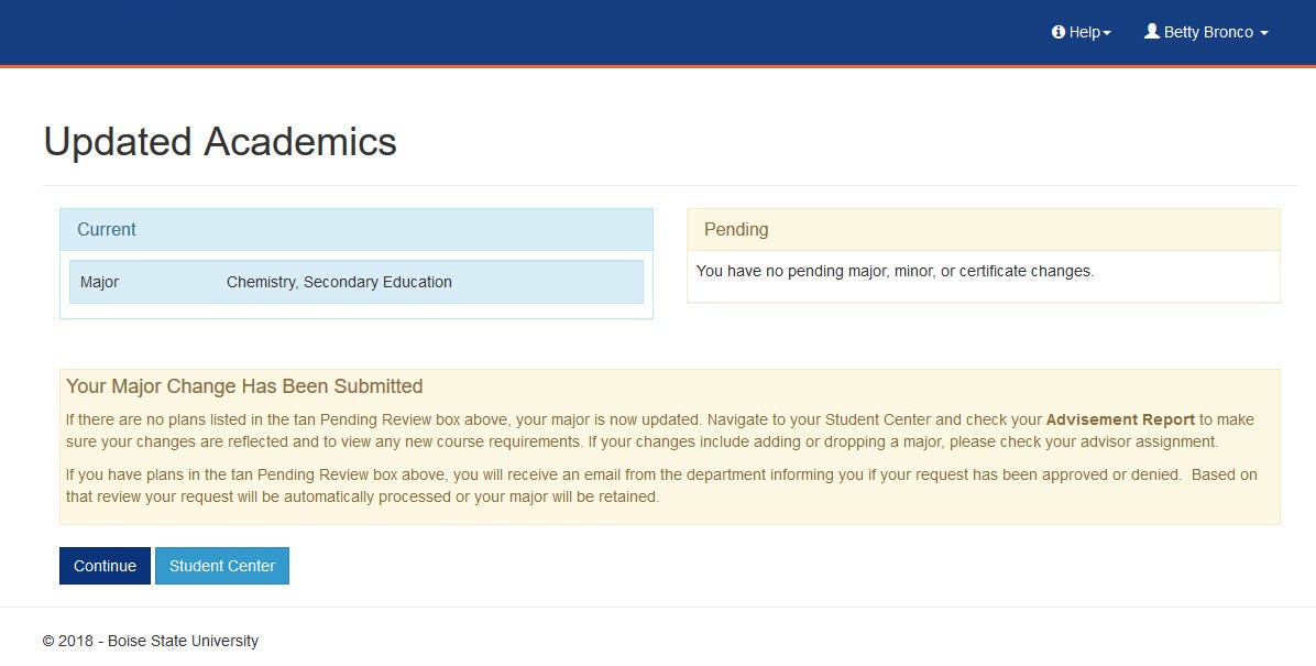 Screenshot showing confirmation page