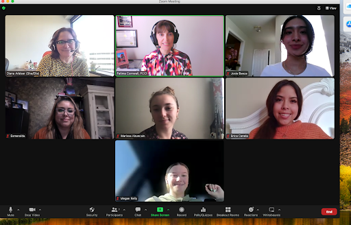 Spanish students participate in zoom call