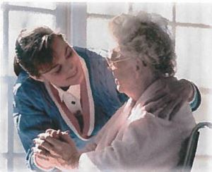 caregiver with elderly woman