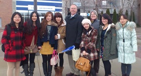 Hangzhou Exchange Students Dean Tim Dunnagan and Nursing faculty Barb Allerton with Spring 2012 Chinese Exchange Students