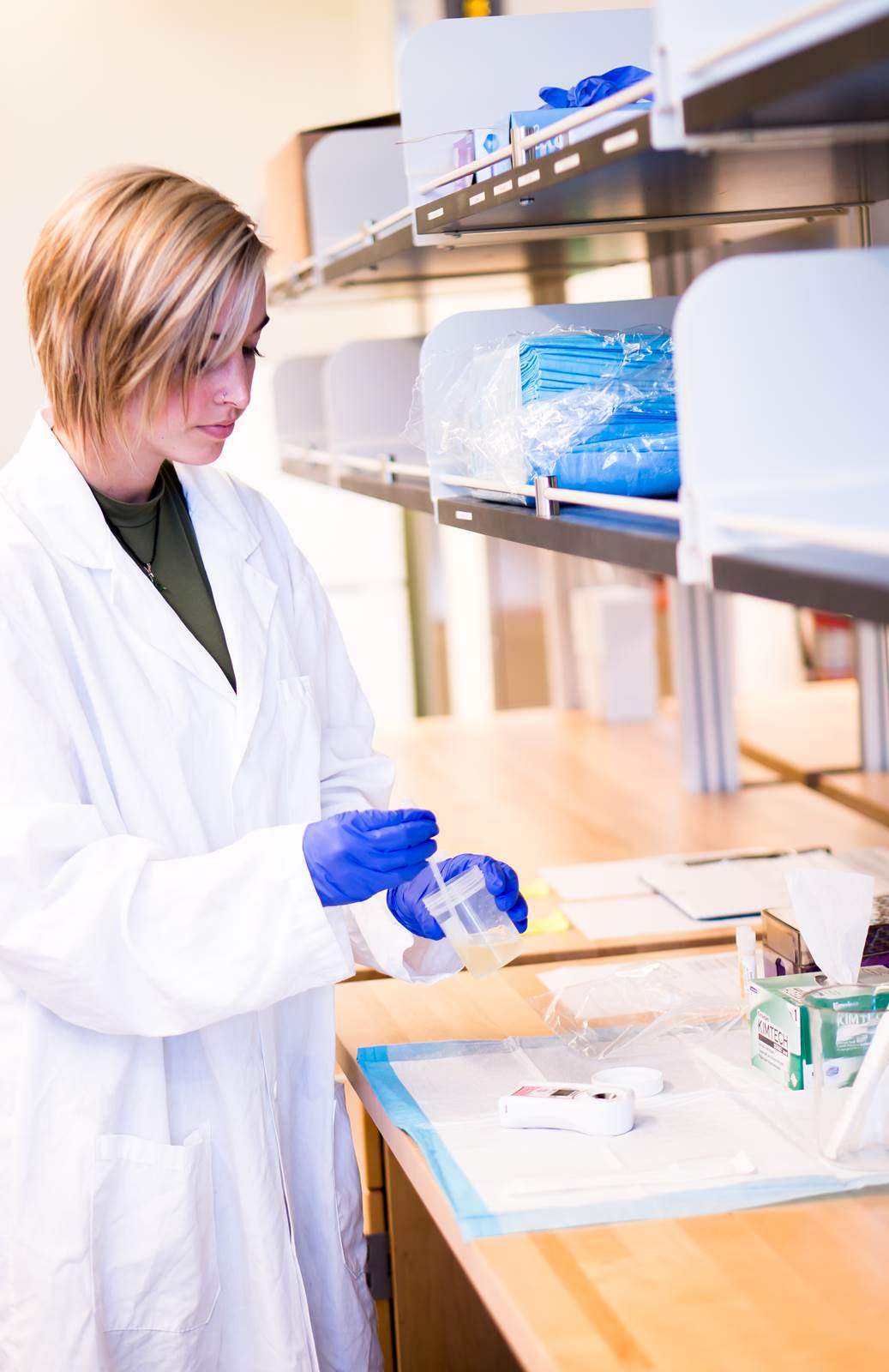Student working in a research lab