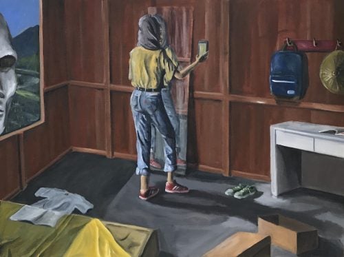Lemuel Saputra, “. . .Yang Kucintai, Engkau Kuhargai.” Oil on canvas.