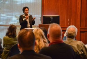 Stacy Parson speaking at the diversity and inclusion summit