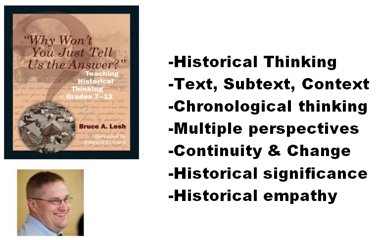 historical thinking; text, subtext, context; chonological thinking; multiple perspectives; continuity and change; historical significance; historical empathy
