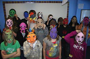 masks children with paper masks