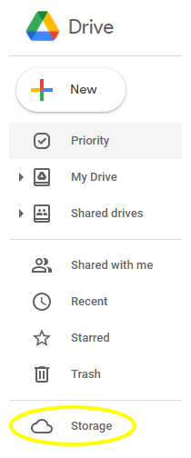 Google Drive Menu