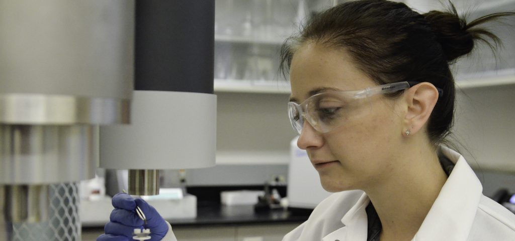 Jordan Vandegrift working in the lab