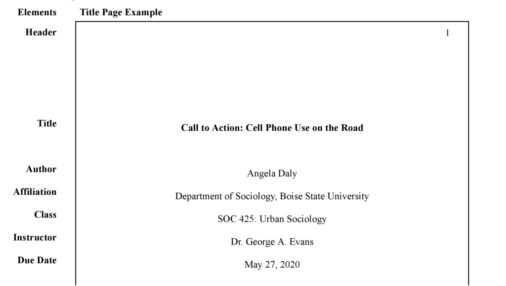 Sample Title page, text description on page