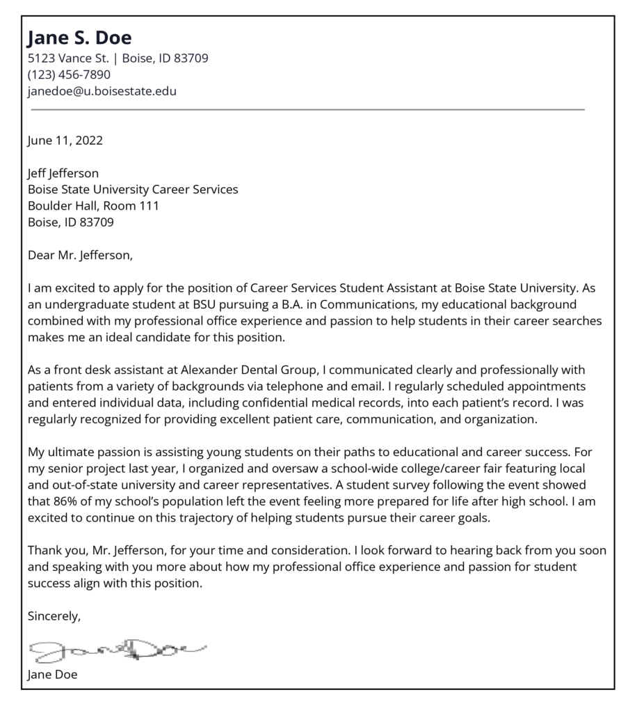 Example of a Cover Letter