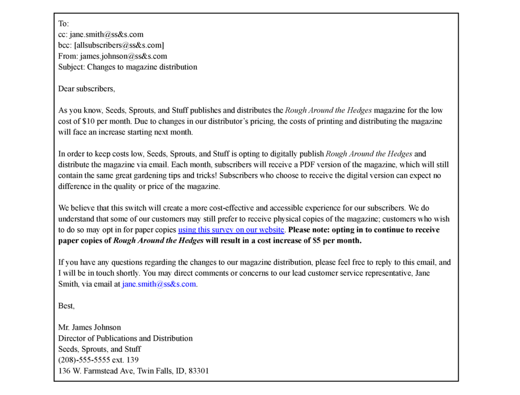 Example of a Professional Email