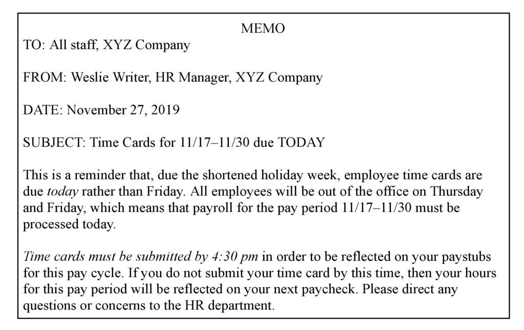 Example of a Memo